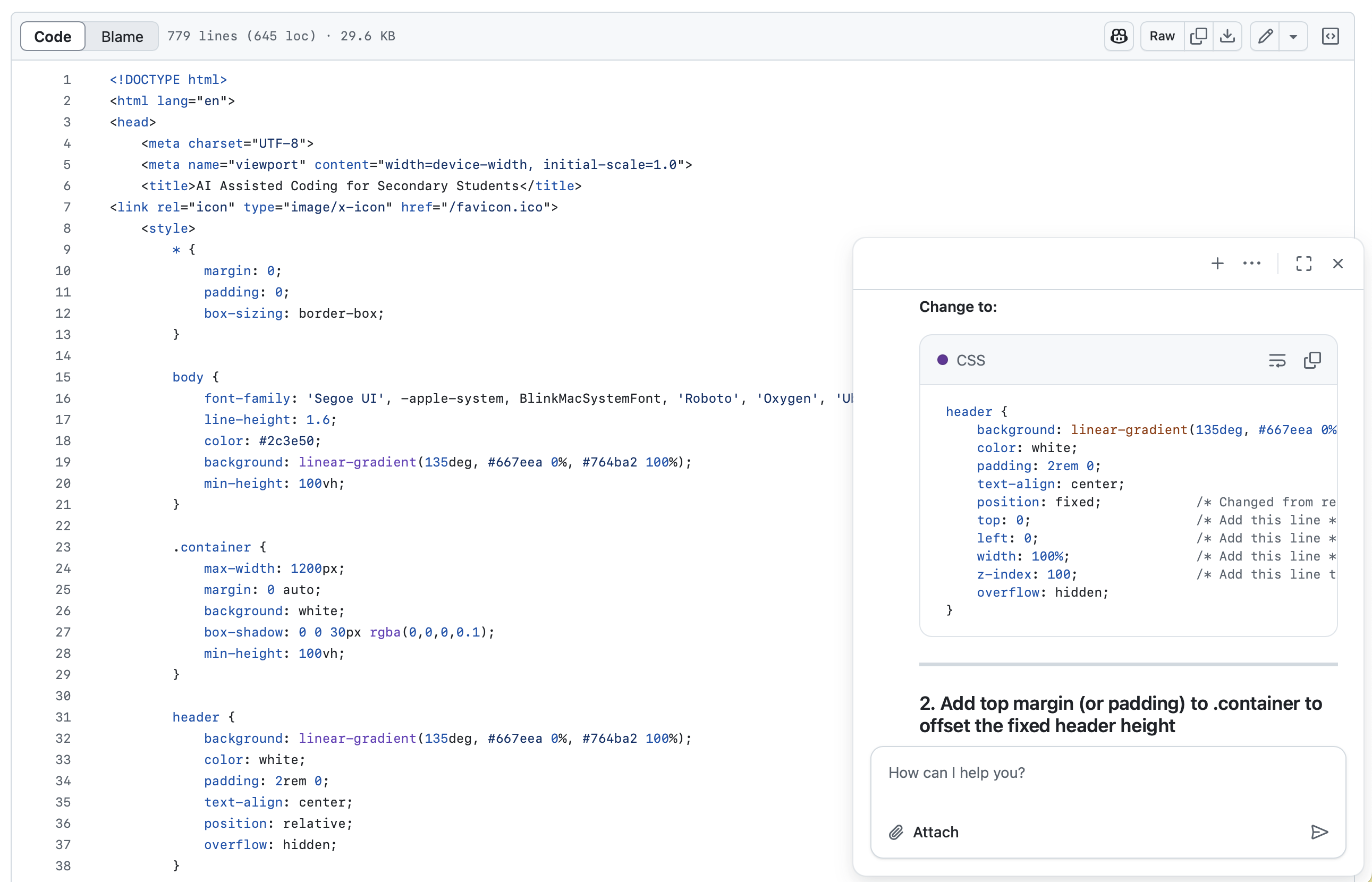 Asking AI for help with coding